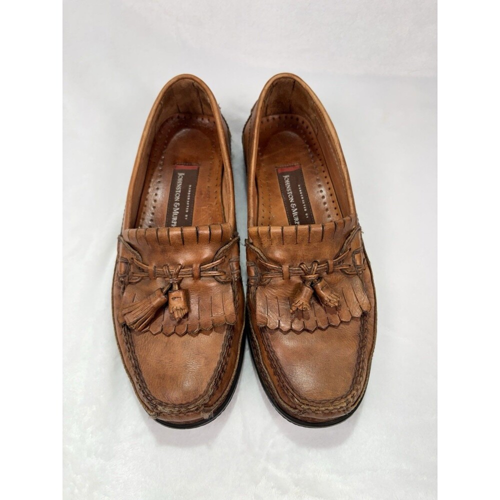 Johnston & Murphy Moc Toe Shoes Men’s 10M Brown Leather Slip On Tassel READ